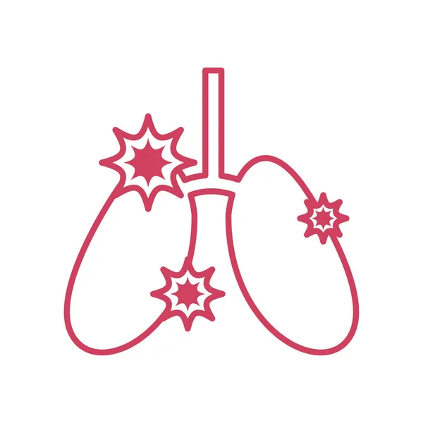 Ícone de pulmões doentes, estilo de linha — Vetor de Stock