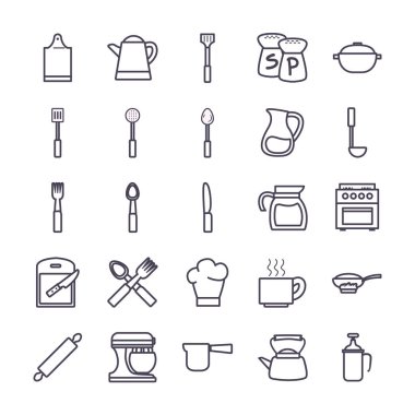 İzole edilmiş mutfak ve gradyan biçim ikonu vektör dizaynı