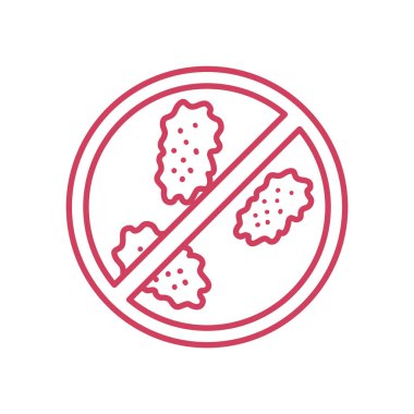 Virüs simgesi ile yasak işaret, satır biçimi