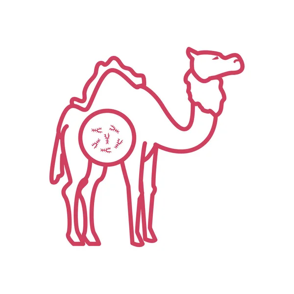 Camello con mers covid 19 virus icono, estilo de línea — Vector de stock