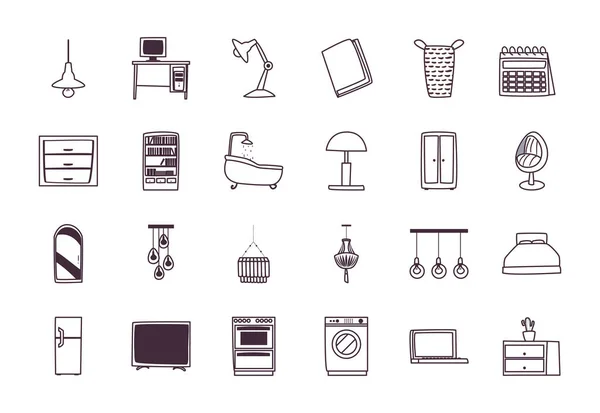 Isolated home line style icon set vector design — Vector de stoc