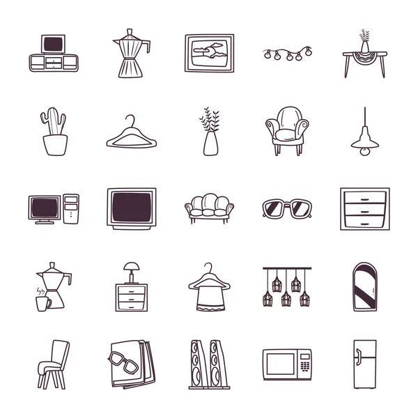 Isolated home line style icon set vector design — Vector de stoc