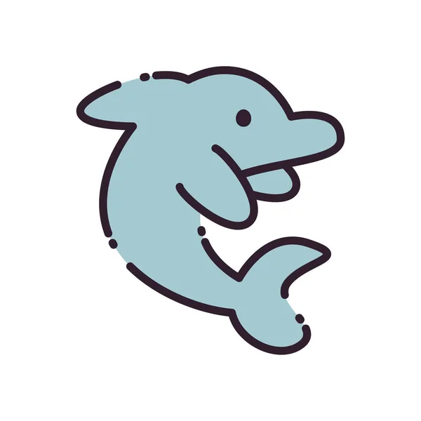 孤立海豚填充风格图标矢量设计 — 图库矢量图片