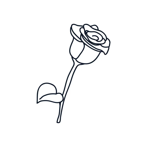 Icône rose, style ligne, concept de tatouage minimaliste — Image vectorielle