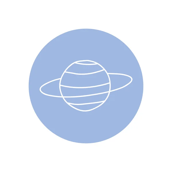 Neptune planet icon, line block style — Stockvektor
