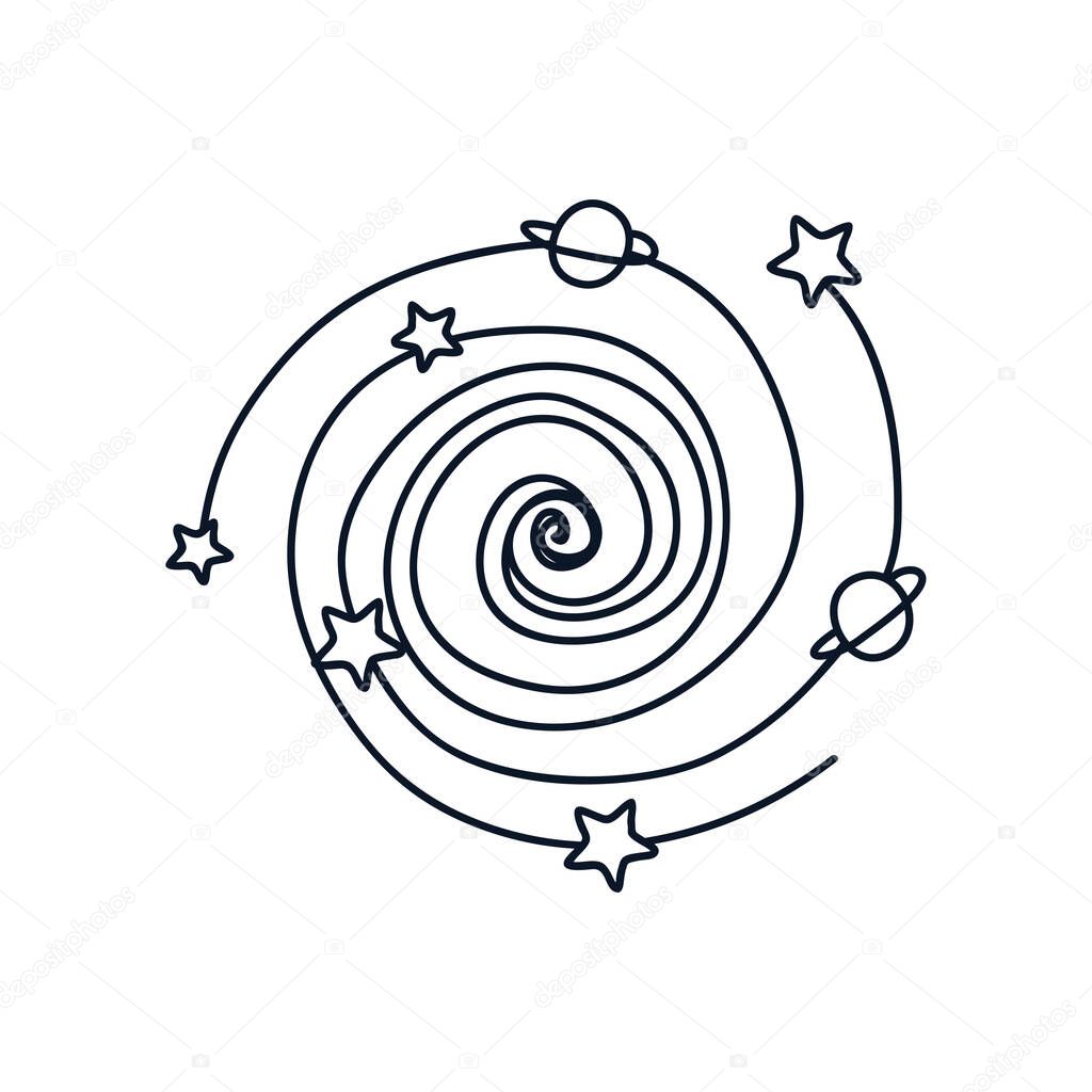 delicate solar system icon, line style