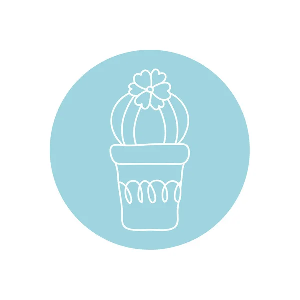 Kaktusy w ikonie garnka, w stylu bloku linii, minimalistyczna koncepcja tatuażu — Wektor stockowy