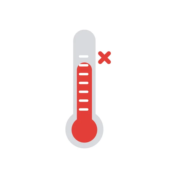 Símbolo de alta temperatura del icono del termómetro, estilo plano — Vector de stock