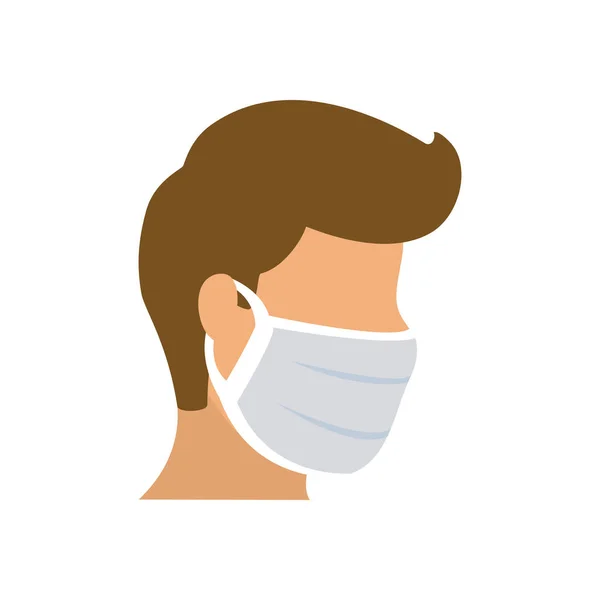 Man with mouth mask icon, flat and colorful style — 스톡 벡터