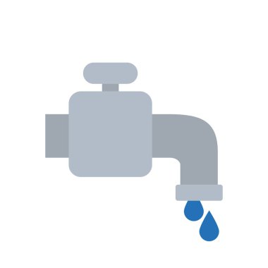 Su musluğu ve damla simgesi, düz stil