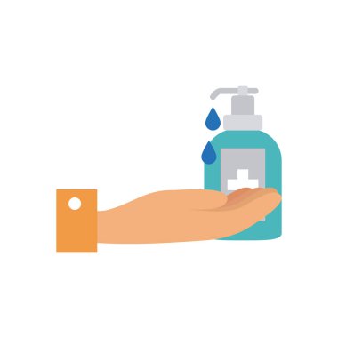 El ve antibakteriyel jel şişesi ikonu, düz stil.