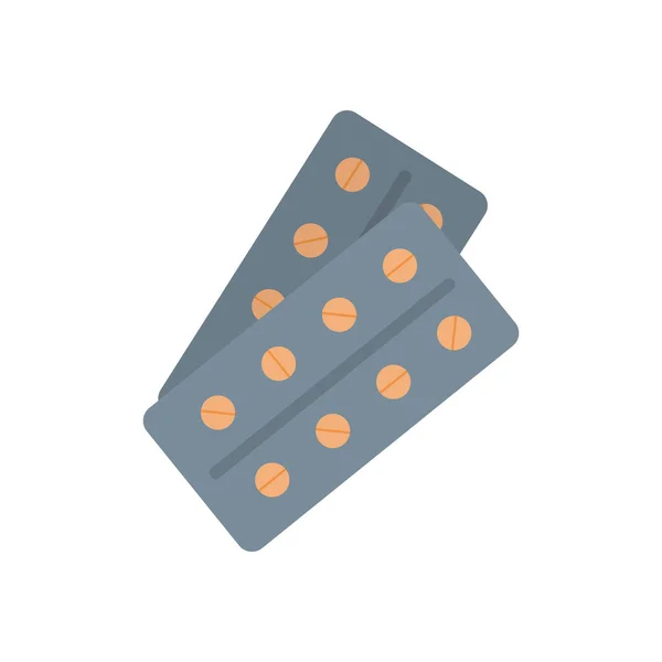 Blisters with pills icon, flat style — Stock Vector