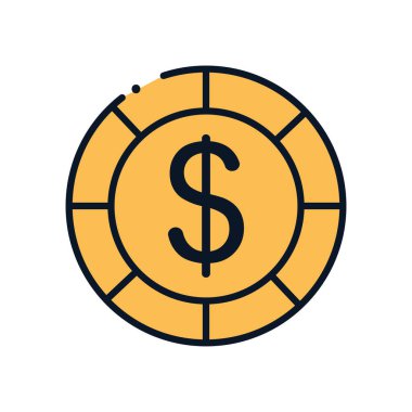 İzole edilmiş bozuk para satırı doldurma biçimi vektör tasarımı