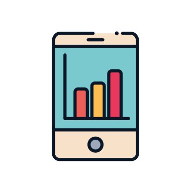 Akıllı telefon hattı içerisindeki izole iş akışı çubukları biçim ikon vektör tasarımı