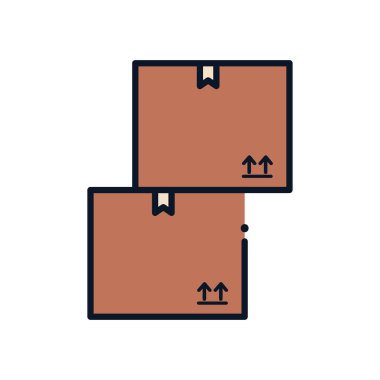 İzole dağıtım kutuları satırı doldurma biçimi vektör tasarımı