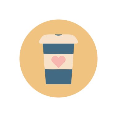 Kalp bloğu biçim ikon tasarımı ile izole kahve kupası