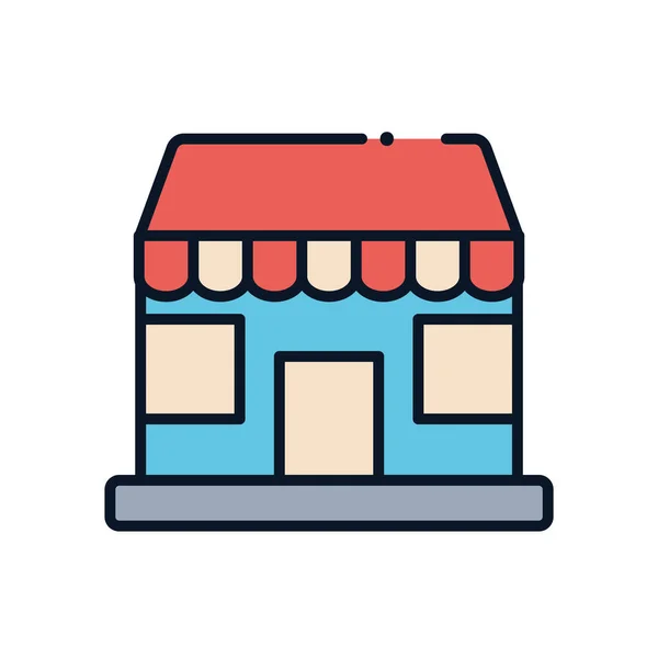 Línea de la tienda estilo de relleno icono vector de diseño — Archivo Imágenes Vectoriales