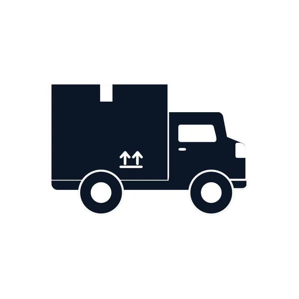 Boîte de livraison isolée au-dessus de la conception vectorielle d'icône de style silhouette camion — Image vectorielle