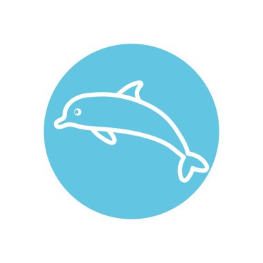 İzole edilmiş yunus çizgisi blok biçim vektör tasarımı