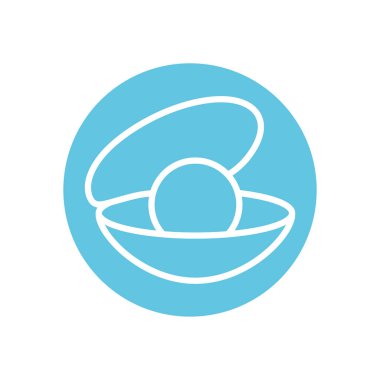 İnci çizgi blok biçim ikon vektör tasarımı ile izole edilmiş istiridye