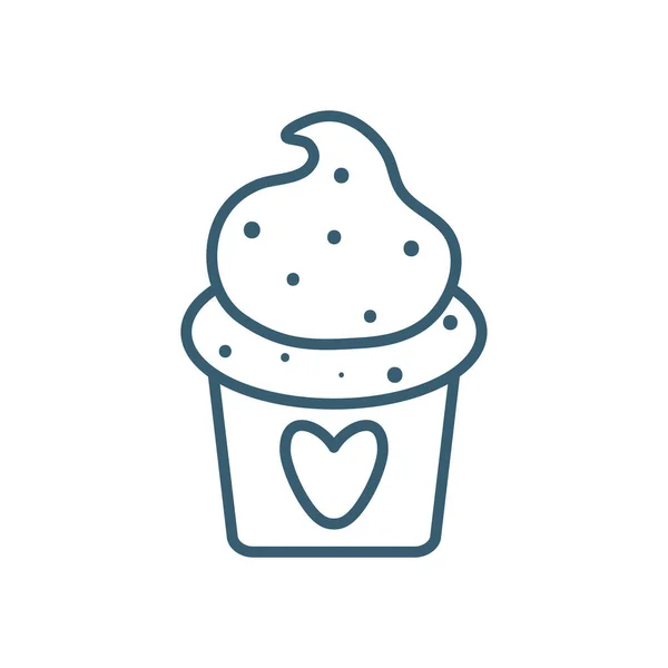 Isolated cupcake with heart line style icon vector design — Stock Vector