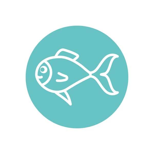 Μεμονωμένα ψάρια γραμμή μπλοκ στυλ εικονίδιο διανυσματικό σχεδιασμό — Διανυσματικό Αρχείο