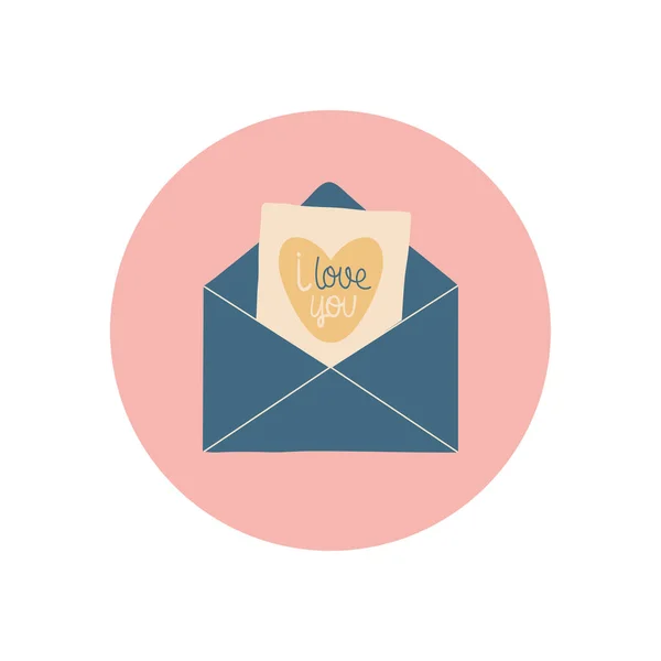 Love card with heart flat block style icon vector design — 스톡 벡터