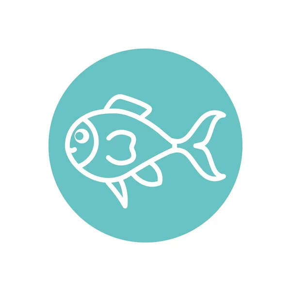 Μεμονωμένα ψάρια γραμμή μπλοκ στυλ εικονίδιο διανυσματικό σχεδιασμό — Διανυσματικό Αρχείο