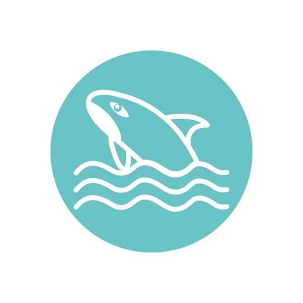 Isolated whale line block style icon vector design — Stock Vector