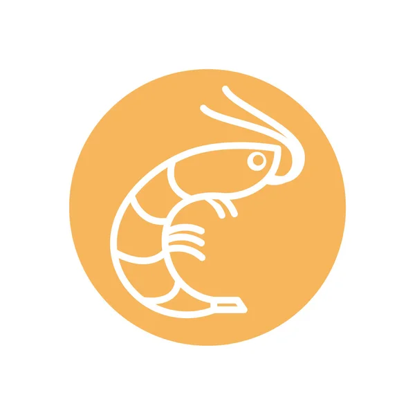 Isolierte Shrimp Line Block Stil-Symbol Vektor-Design — Stockvektor