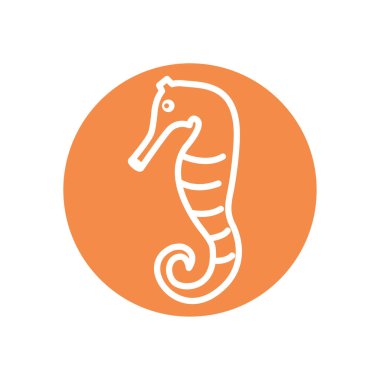 İzole edilmiş deniz atı satır blok biçim ikonu vektör tasarımı