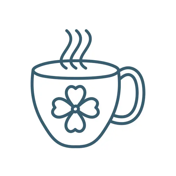 Tasse à café isolée avec la conception vectorielle icône de style de ligne de fleur — Image vectorielle