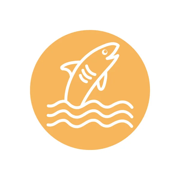 Design de vetor ícone de estilo de bloco de linha de tubarão isolado — Vetor de Stock