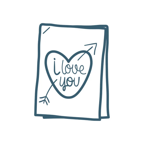 Love card with heart line icon vector design — стоковый вектор