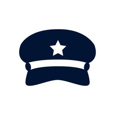 Yıldız siluet biçim ikon vektör tasarımlı izole polis şapkası