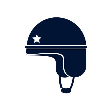 İzole edilmiş askeri miğfer siluet biçim ikon vektör tasarımı