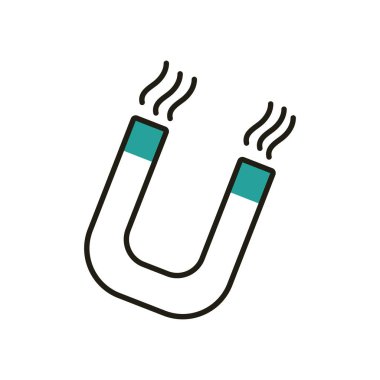 İzole mıknatıs yarım çizgi yarı renk biçim vektör tasarımı