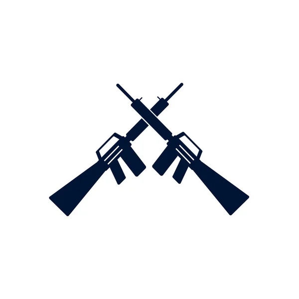 İzole edilmiş askeri silahlar siluet biçim ikon vektör tasarımı — Stok Vektör