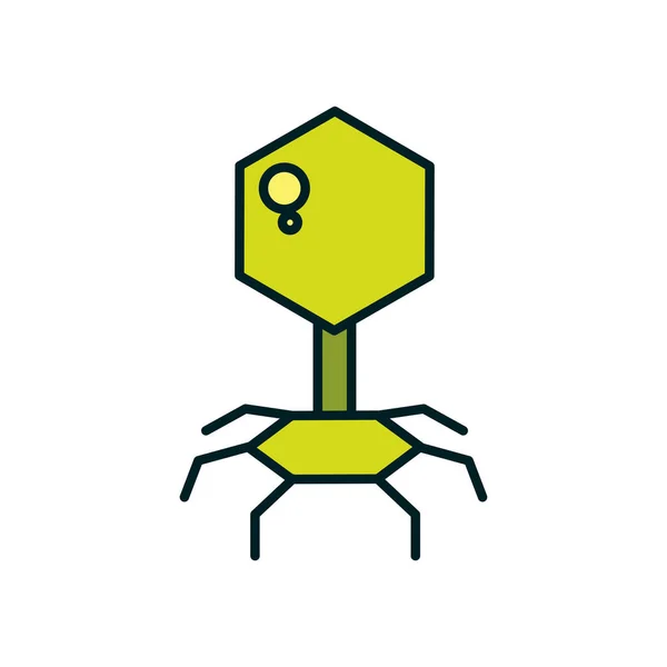 Línea de virus bacteriófago y diseño de vectores icono de estilo de relleno — Vector de stock