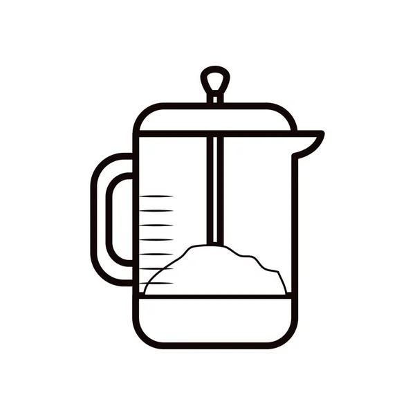 Geïsoleerde koffie pers lijn stijl pictogram vector ontwerp — Stockvector