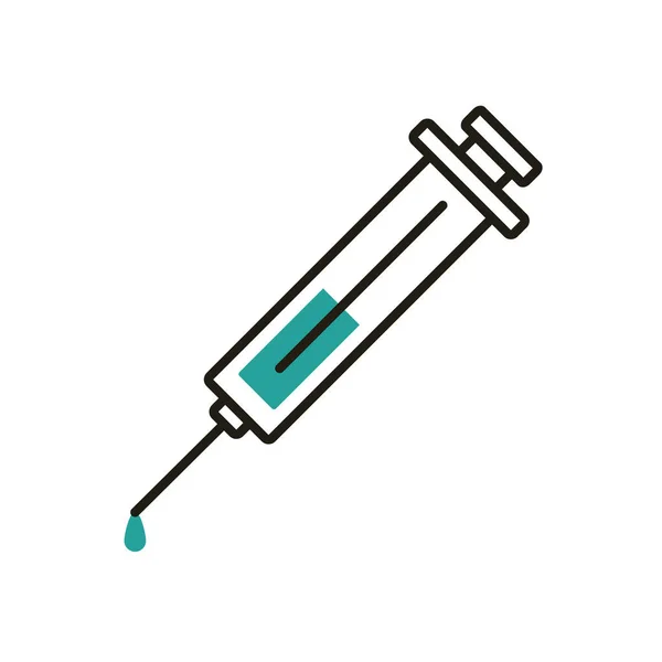 Isolado química injeção meia linha meia cor estilo ícone vetor design — Vetor de Stock