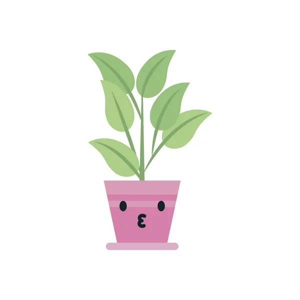 Kawaii plante à l'intérieur pot plat style icône vectoriel design — Image vectorielle