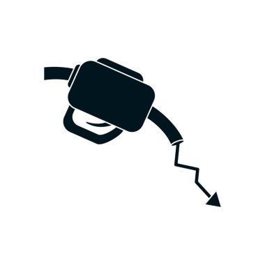 Düşük finansal ok simgesi, siluet biçimi içeren yağ başlığı