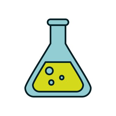 İzole edilmiş kimya şişesi hattı ve biçim ikonu vektör tasarımını doldur