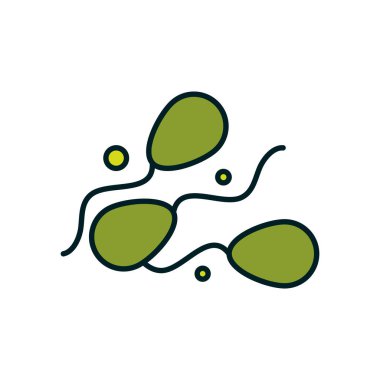 Kuyruk çizgisi ve biçim ikon vektör tasarımı ile izole edilmiş virüs