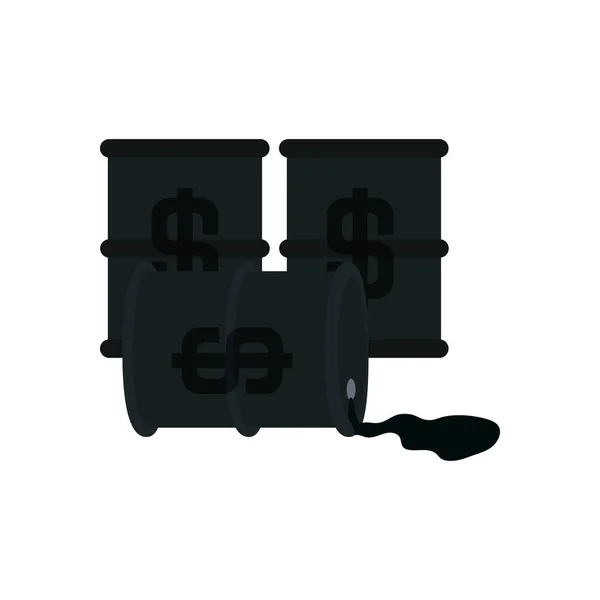 Oil barrels with money symbols icon, flat style — Stock Vector