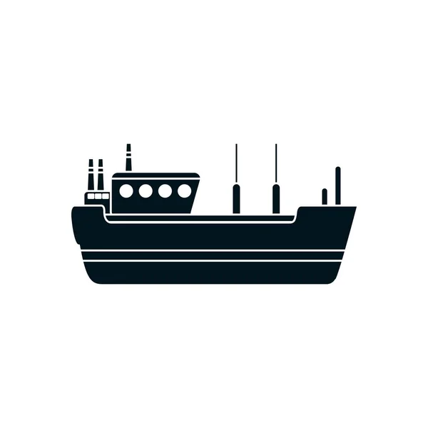 Petrol tanker ship icon, silhouette style — Stock Vector