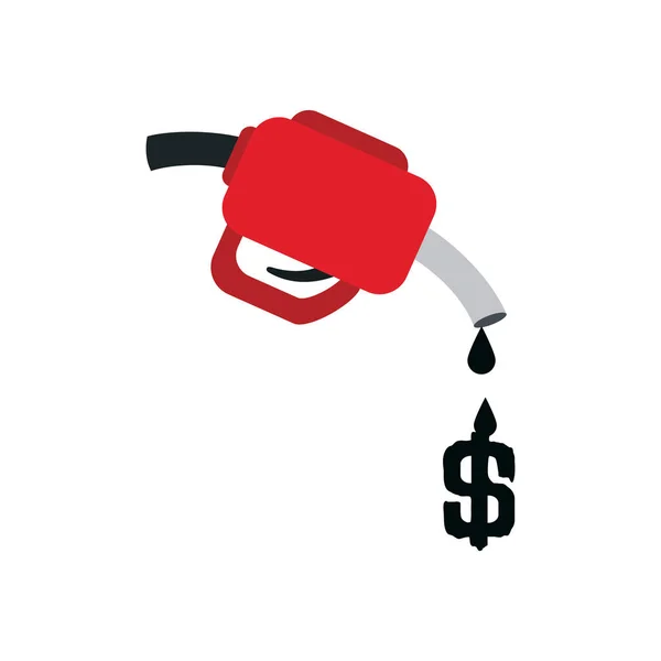 Oil nozzle with money symbol icon, flat style — Stock Vector