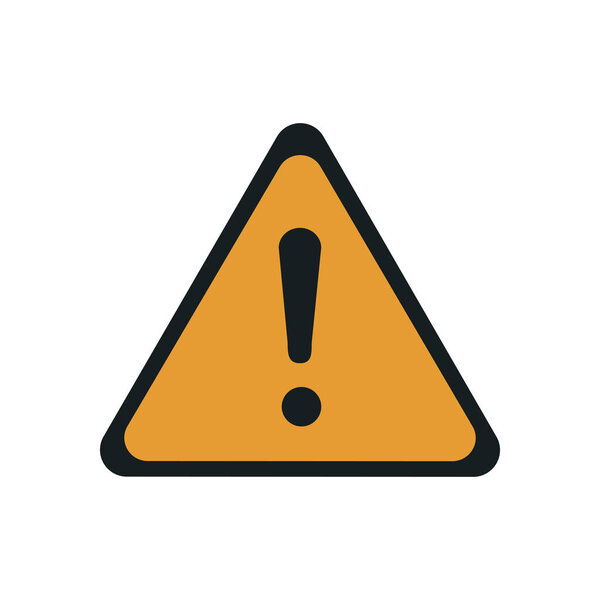 warning sign icon, flat style