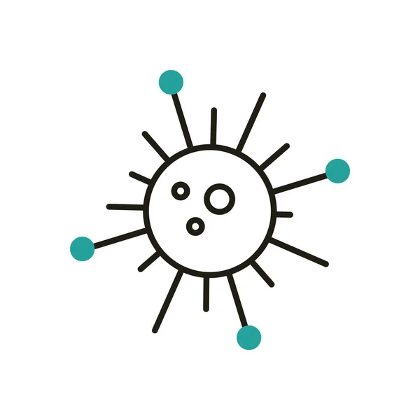 Virus aislado con núcleo medio línea medio color estilo icono vector diseño — Archivo Imágenes Vectoriales